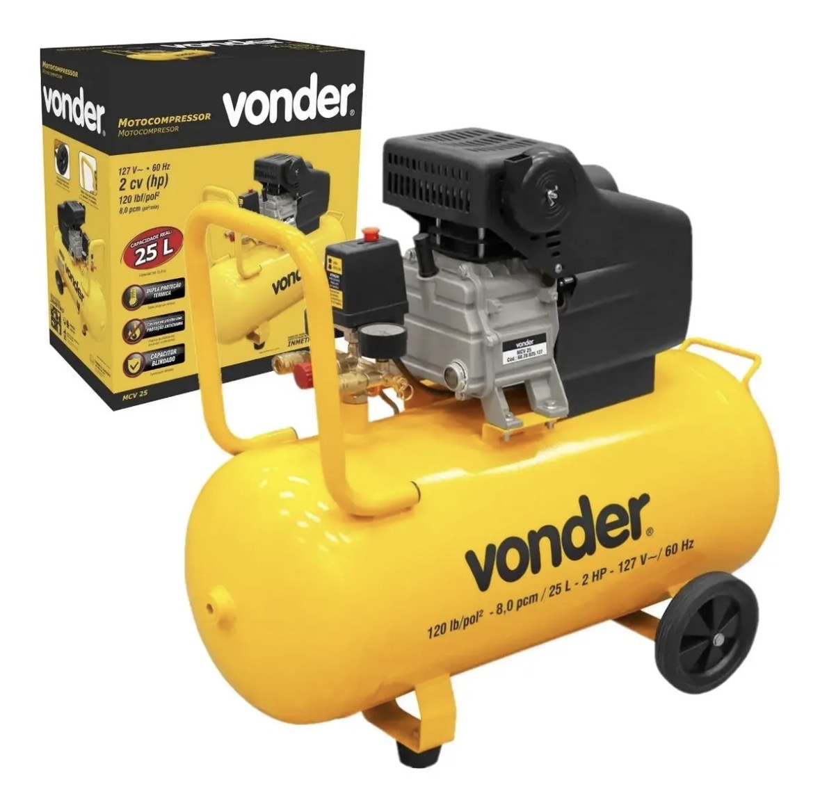 Motocompressor de Ar 8,0 PCM — 25 Litros